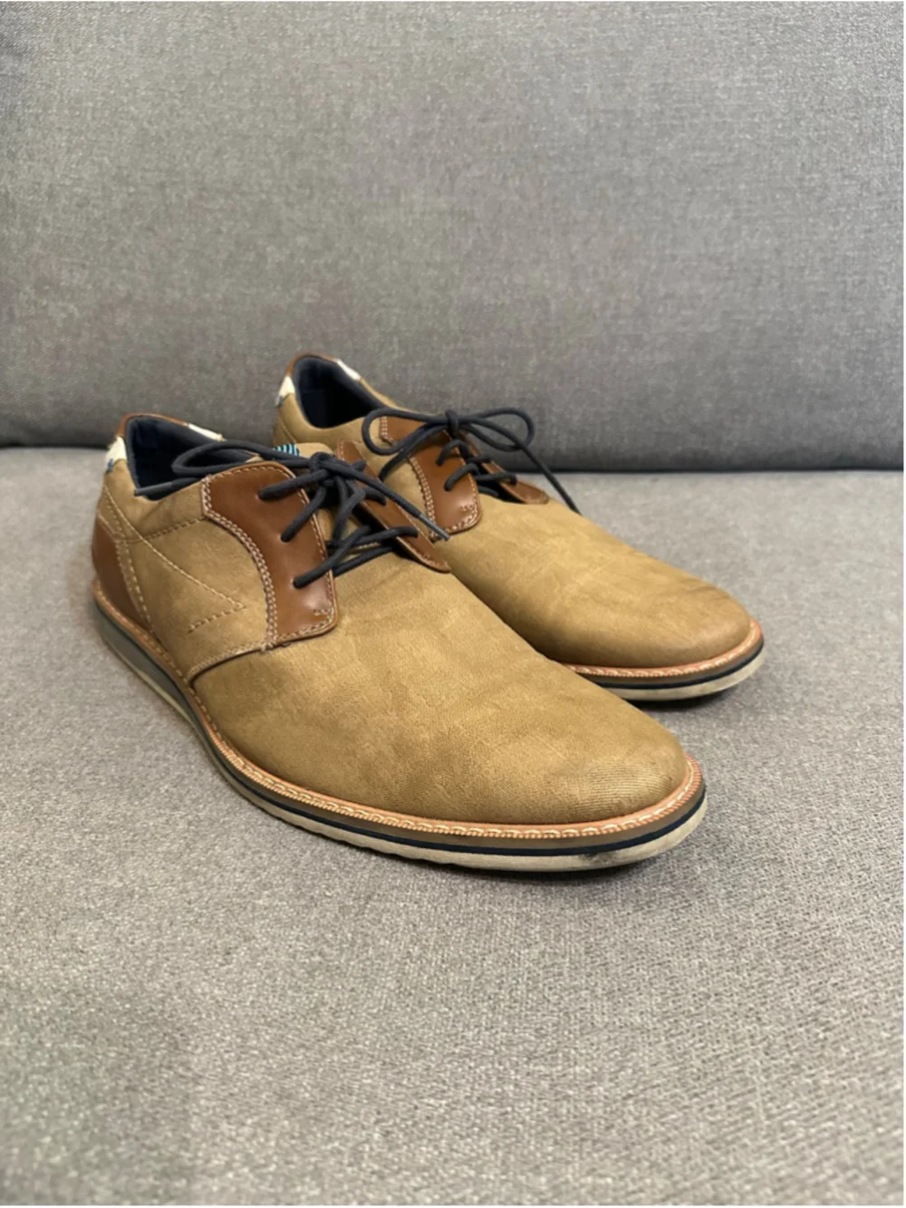 Freeman Troy Brown Oxfords & Derbys Size 10.5 Canvas Memory Foam Faux Leather